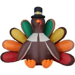 8 Ft. Multi-Colored Turkey Inflatable With Lights