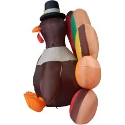 8 Ft. Multi-Colored Turkey Inflatable With Lights -The Home Depot Shop fraser hill farm outdoor fall decorations fhhvturky081 l c3 1000
