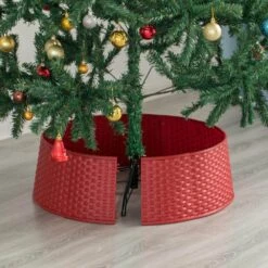 Red Plastic Large Rattan Christmas Tree Skirt 16 Red Plastic Large Rattan Christmas Tree Skirt -The Home Depot Shop gardenised christmas tree skirts qi003957 rd fa 1000