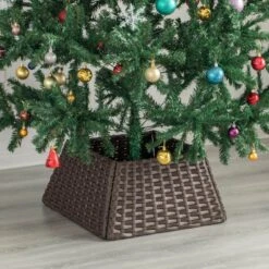 Brown Plastic, Rattan Foldable Christmas Tree Skirt Collar Basket, Ring Base Stand Cover 16 Brown Plastic, Rattan Foldable Christmas Tree Skirt Collar Basket, Ring Base Stand Cover -The Home Depot Shop gardenised christmas tree skirts qi004155 br 44 1000
