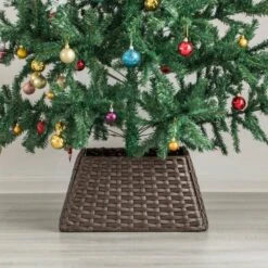 Brown Plastic, Rattan Foldable Christmas Tree Skirt Collar Basket, Ring Base Stand Cover 14 Brown Plastic, Rattan Foldable Christmas Tree Skirt Collar Basket, Ring Base Stand Cover -The Home Depot Shop gardenised christmas tree skirts qi004155 br 4f 1000