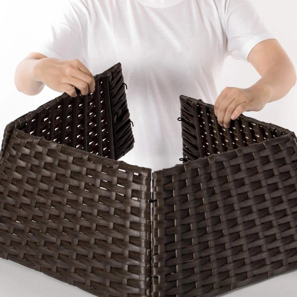 Brown Plastic, Rattan Foldable Christmas Tree Skirt Collar Basket, Ring Base Stand Cover 9 Brown Plastic, Rattan Foldable Christmas Tree Skirt Collar Basket, Ring Base Stand Cover - Image 9