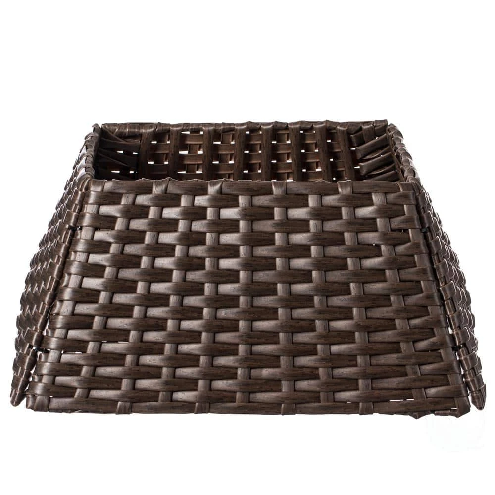 Brown Plastic, Rattan Foldable Christmas Tree Skirt Collar Basket, Ring Base Stand Cover 4 Brown Plastic, Rattan Foldable Christmas Tree Skirt Collar Basket, Ring Base Stand Cover - Image 4
