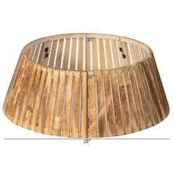 Natural Wood Christmas Tree Collar Box With Slatted Panel Design Foldable Tapered Base Cover -The Home Depot Shop gardenised christmas tree skirts qi004869 44 1000