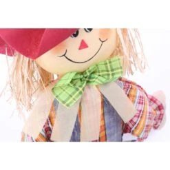 24 In. Sitting Scarecrow Sister And Brother Set With Red Hat -The Home Depot Shop gardenised indoor fall decorations qi003422 1f 1000
