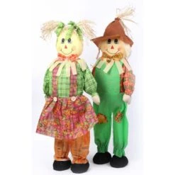 36 In. Standing Scarecrow Sister And Brother Set -The Home Depot Shop gardenised indoor fall decorations qi003424 4f 1000