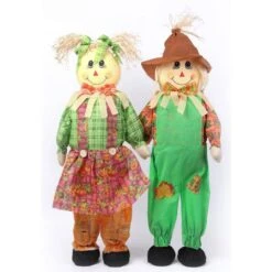 36 In. Standing Scarecrow Sister And Brother Set