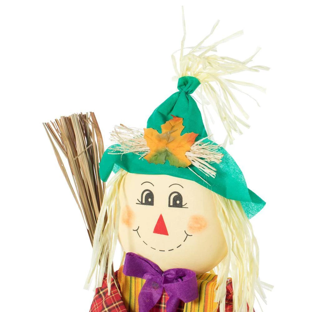 26 In. Outdoor Set Featuring Boy And Girl Garden Decoration Scarecrow, Seated On Hay Bales 9 26 In. Outdoor Set Featuring Boy And Girl Garden Decoration Scarecrow, Seated On Hay Bales - Image 9