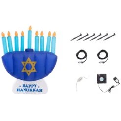 Giant Hanukkah Inflatable Menorah - Yard Decor With Built-In Bulbs, Tie-Down Points And Powerful Built-In Fan -The Home Depot Shop gardenised outdoor hanukkah decorations qi003944 1d 1000