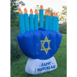 Giant Hanukkah Inflatable Menorah - Yard Decor With Built-In Bulbs, Tie-Down Points And Powerful Built-In Fan -The Home Depot Shop gardenised outdoor hanukkah decorations qi003944 44 1000