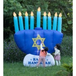 Giant Hanukkah Inflatable Menorah - Yard Decor With Built-In Bulbs, Tie-Down Points And Powerful Built-In Fan -The Home Depot Shop gardenised outdoor hanukkah decorations qi003944 4f 1000