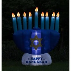 Giant Hanukkah Inflatable Menorah - Yard Decor With Built-In Bulbs, Tie-Down Points And Powerful Built-In Fan -The Home Depot Shop gardenised outdoor hanukkah decorations qi003944 d4 1000