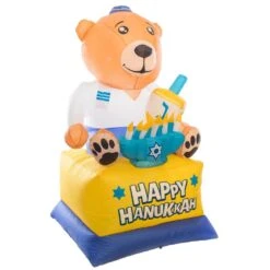 Giant Hanukkah Inflatable Bear - Yard Decor With Built-in Bulbs, Tie-Down Points, And Powerful Built In Fan -The Home Depot Shop gardenised outdoor hanukkah decorations qi003945 1f 1000