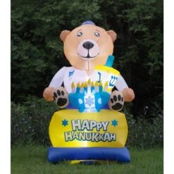 Giant Hanukkah Inflatable Bear - Yard Decor With Built-in Bulbs, Tie-Down Points, And Powerful Built In Fan -The Home Depot Shop gardenised outdoor hanukkah decorations qi003945 4f 1000