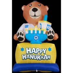 Giant Hanukkah Inflatable Bear - Yard Decor With Built-in Bulbs, Tie-Down Points, And Powerful Built In Fan -The Home Depot Shop gardenised outdoor hanukkah decorations qi003945 a0 1000