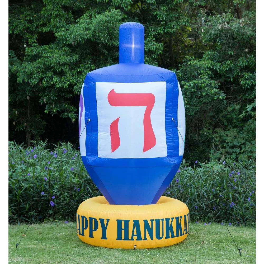 Giant Hanukkah Inflatable Dreidel - Yard Decor With Built-In Bulbs, Tie-Down Points And Powerful Built-In Fan 4 Giant Hanukkah Inflatable Dreidel - Yard Decor With Built-In Bulbs, Tie-Down Points And Powerful Built-In Fan - Image 4