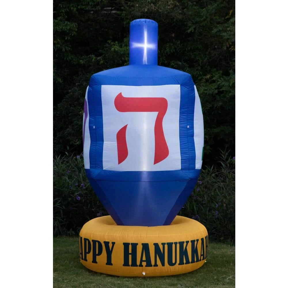 Giant Hanukkah Inflatable Dreidel - Yard Decor With Built-In Bulbs, Tie-Down Points And Powerful Built-In Fan 2 Giant Hanukkah Inflatable Dreidel - Yard Decor With Built-In Bulbs, Tie-Down Points And Powerful Built-In Fan - Image 2