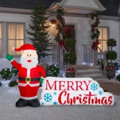 5.5 Ft. H X 8.5 Ft. L Airblown Inflatable Santa And Merry Christmas Scene -The Home Depot Shop gemmy christmas inflatables 114612x 4f 1000