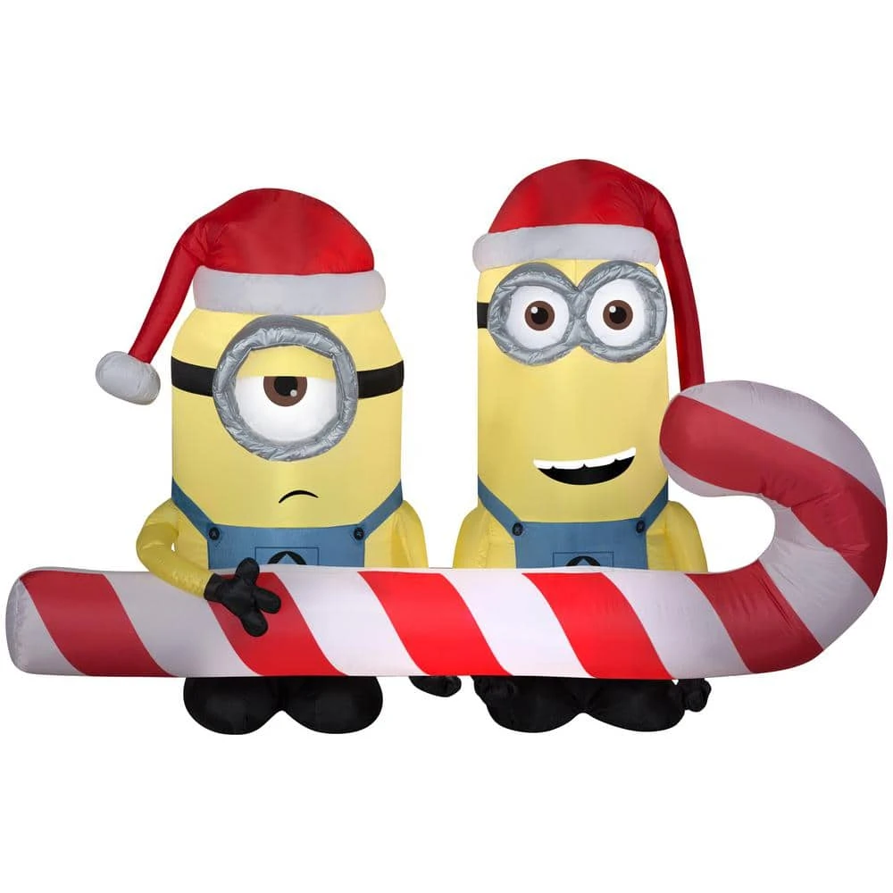 4 Ft. Airblown-Minions Carrying Candy Cane-MD Scene-Universal 1 4 Ft. Airblown-Minions Carrying Candy Cane-MD Scene-Universal