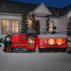 4 Ft. H X 3 Ft. W X 13 Ft. L LED Lighted Christmas Inflatable Airblown-Hogwarts Express W/LEDs-LG Scene-WB -The Home Depot Shop gemmy christmas inflatables g 880007 31 1000