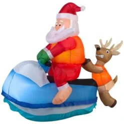 Airblown Santa On Jet Ski Scene Christmas Inflatable