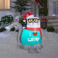 3.5 Ft. H Inflatable Airblown Christmas Nerdy Cat -The Home Depot Shop gemmy christmas inflatables g 89855 1f 1000