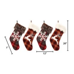 20 In. H Faux Fur Trimmed Buffalo Plaid Stockings (Set Of 4) 7 20 In. H Faux Fur Trimmed Buffalo Plaid Stockings (Set Of 4) -The Home Depot Shop gerson international christmas stockings 2356260ec 1f 1000