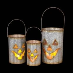 15 In. Metal Pumpkin Luminaries (Set Of 3)