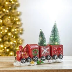 9.5 In. H Resin Train Table Decor With Light -The Home Depot Shop glitzhome christmas figurines 2009900024 c3 1000