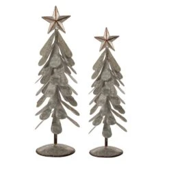 18 In. H Galvanized Metal Christmas Table Tree Decor (Set Of 2)