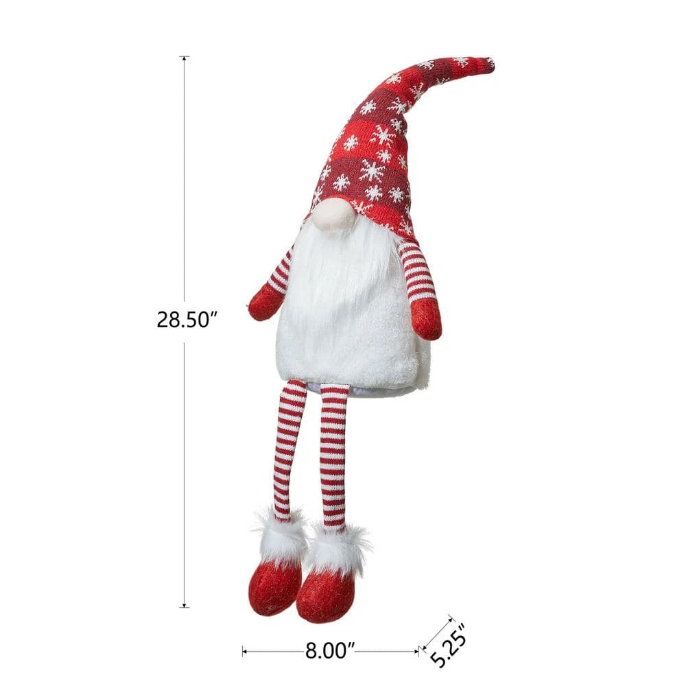 28 In. H Fabric Christmas Gnome Shelf Sitter With Dangling Legs 4 28 In. H Fabric Christmas Gnome Shelf Sitter With Dangling Legs - Image 4