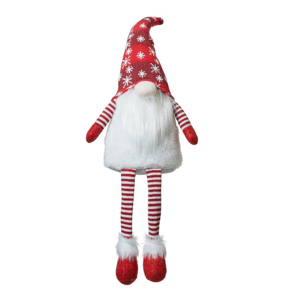 28 In. H Fabric Christmas Gnome Shelf Sitter With Dangling Legs 1 28 In. H Fabric Christmas Gnome Shelf Sitter With Dangling Legs