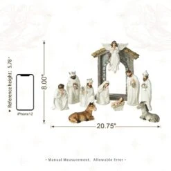 8 In. H Ivory Resin Nativity Figurine Christmas Set (11-Pieces) -The Home Depot Shop glitzhome christmas figurines 2030700007 4f 1000