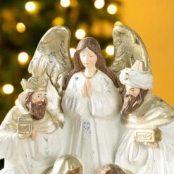 13 In. Ivory/Gold Christmas Resin Nativity Figurine 10 13 In. Ivory/Gold Christmas Resin Nativity Figurine -The Home Depot Shop glitzhome christmas figurines 2030700012 1f 1000