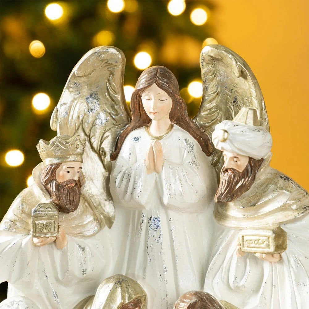 13 In. Ivory/Gold Christmas Resin Nativity Figurine 4 13 In. Ivory/Gold Christmas Resin Nativity Figurine - Image 4