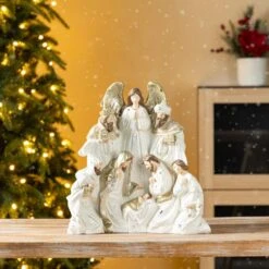 13 In. Ivory/Gold Christmas Resin Nativity Figurine 13 13 In. Ivory/Gold Christmas Resin Nativity Figurine -The Home Depot Shop glitzhome christmas figurines 2030700012 31 1000