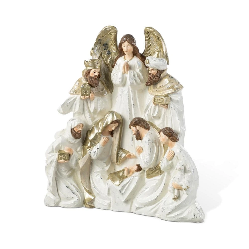 13 In. Ivory/Gold Christmas Resin Nativity Figurine 1 13 In. Ivory/Gold Christmas Resin Nativity Figurine