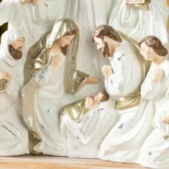 13 In. Ivory/Gold Christmas Resin Nativity Figurine 12 13 In. Ivory/Gold Christmas Resin Nativity Figurine -The Home Depot Shop glitzhome christmas figurines 2030700012 fa 1000