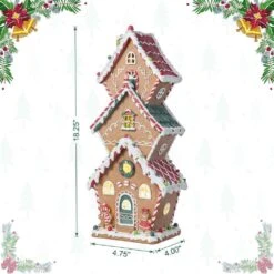 18.5 In. H Lighted Resin Christmas Gingerbread House Table Decor -The Home Depot Shop glitzhome christmas figurines 2040200013 c3 1000