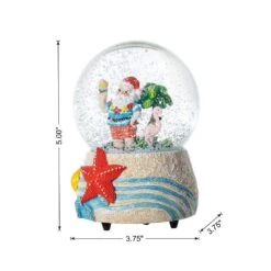 5.12 In. H Christmas Resin Musical Snowflakes Santa On Vacation Waterglobe -The Home Depot Shop glitzhome christmas figurines 2040300008 c3 1000