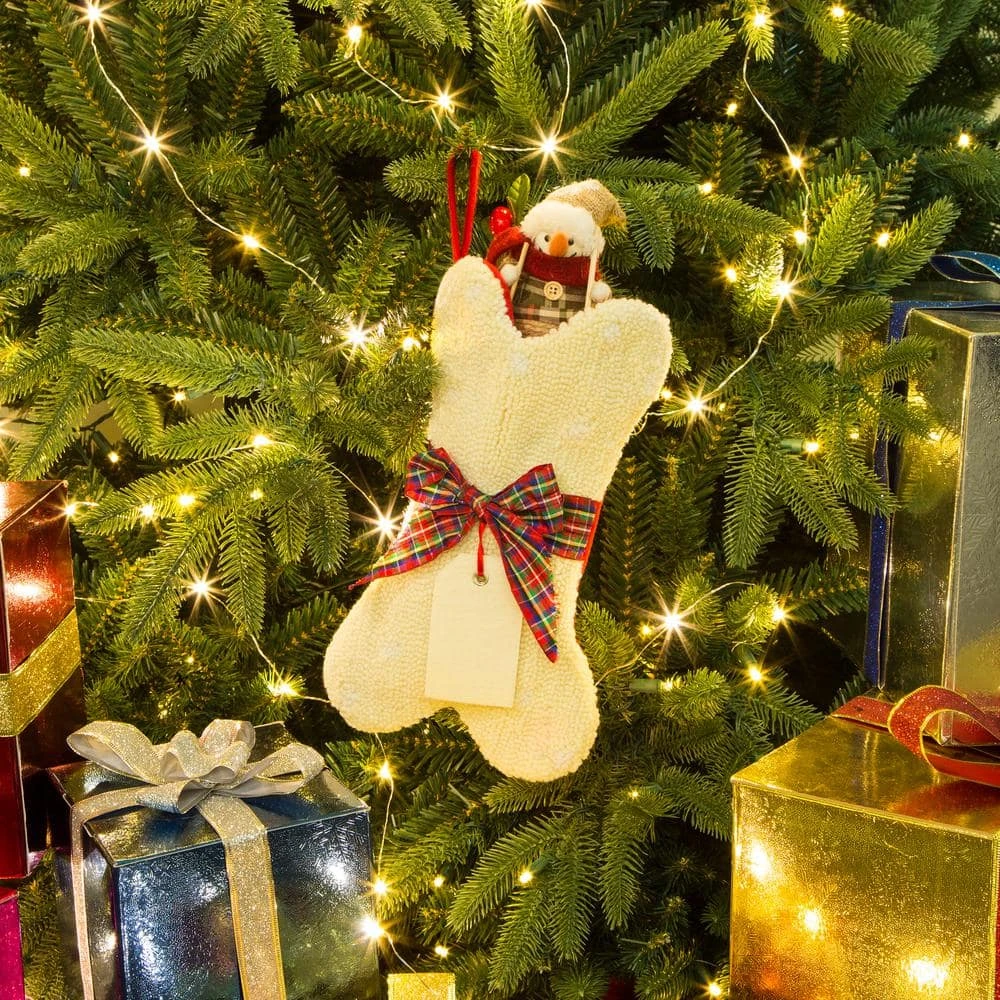 12.5 In. Hooked Christmas Decor Stocking With Bone Shape 6 12.5 In. Hooked Christmas Decor Stocking With Bone Shape - Image 6