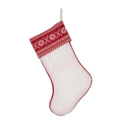 21 In. White Fleece Polyester Christmas Decoration Stocking (2-Pack) -The Home Depot Shop glitzhome christmas stockings 2004700043 fa 1000