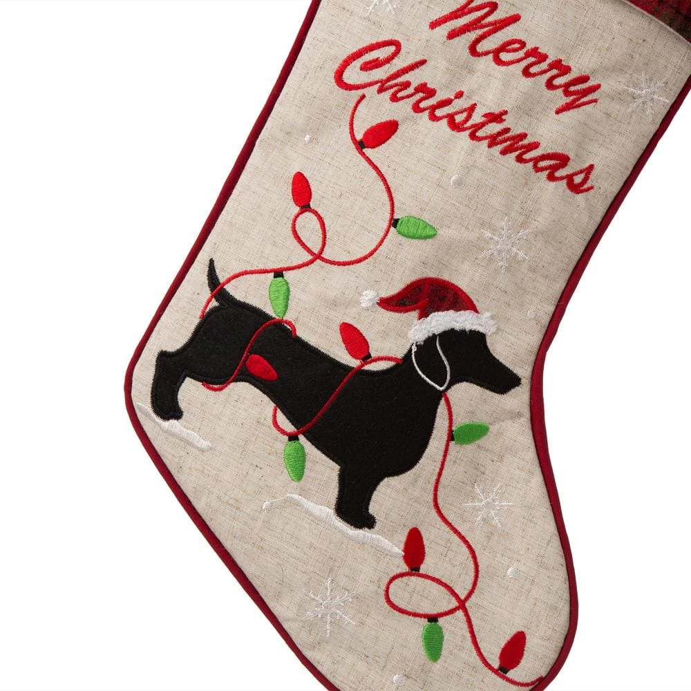 21 In. H Fabric Christmas Stocking - Dachshund (2-Pack) 4 21 In. H Fabric Christmas Stocking - Dachshund (2-Pack) - Image 4