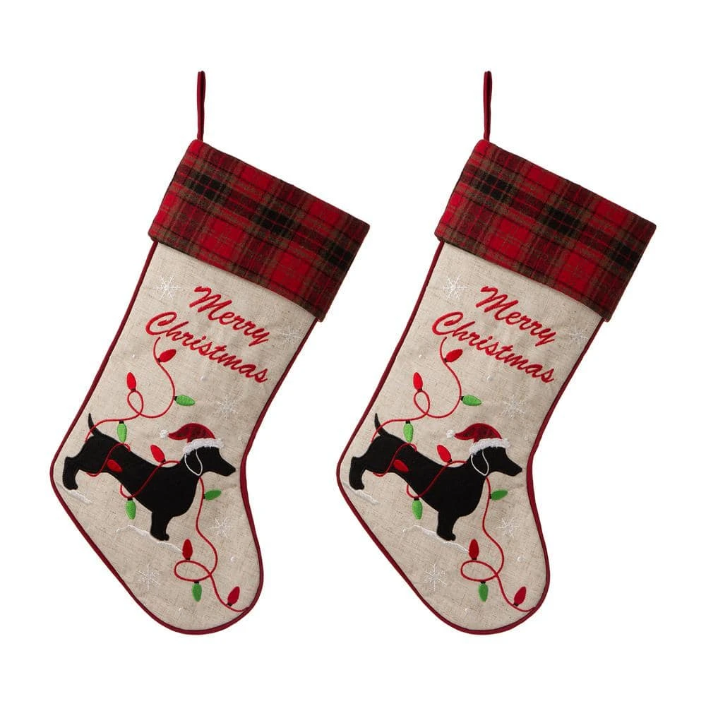 21 In. H Fabric Christmas Stocking - Dachshund (2-Pack) 1 21 In. H Fabric Christmas Stocking - Dachshund (2-Pack)