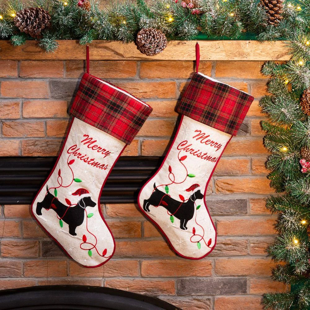 21 In. H Fabric Christmas Stocking - Dachshund (2-Pack) 2 21 In. H Fabric Christmas Stocking - Dachshund (2-Pack) - Image 2