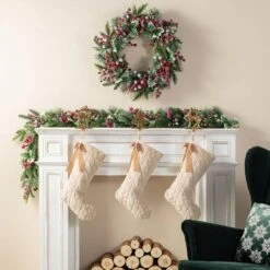 21 In. Milk Coffee Brown Twisted Faux Marten Fur Christmas Stocking With Bow -The Home Depot Shop glitzhome christmas stockings 2004700152 1f 1000