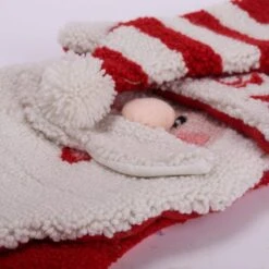 20 In. Polyester/Acrylic Hooked Christmas Stocking With 3D Santa -The Home Depot Shop glitzhome christmas stockings jk13403wsa 4f 1000