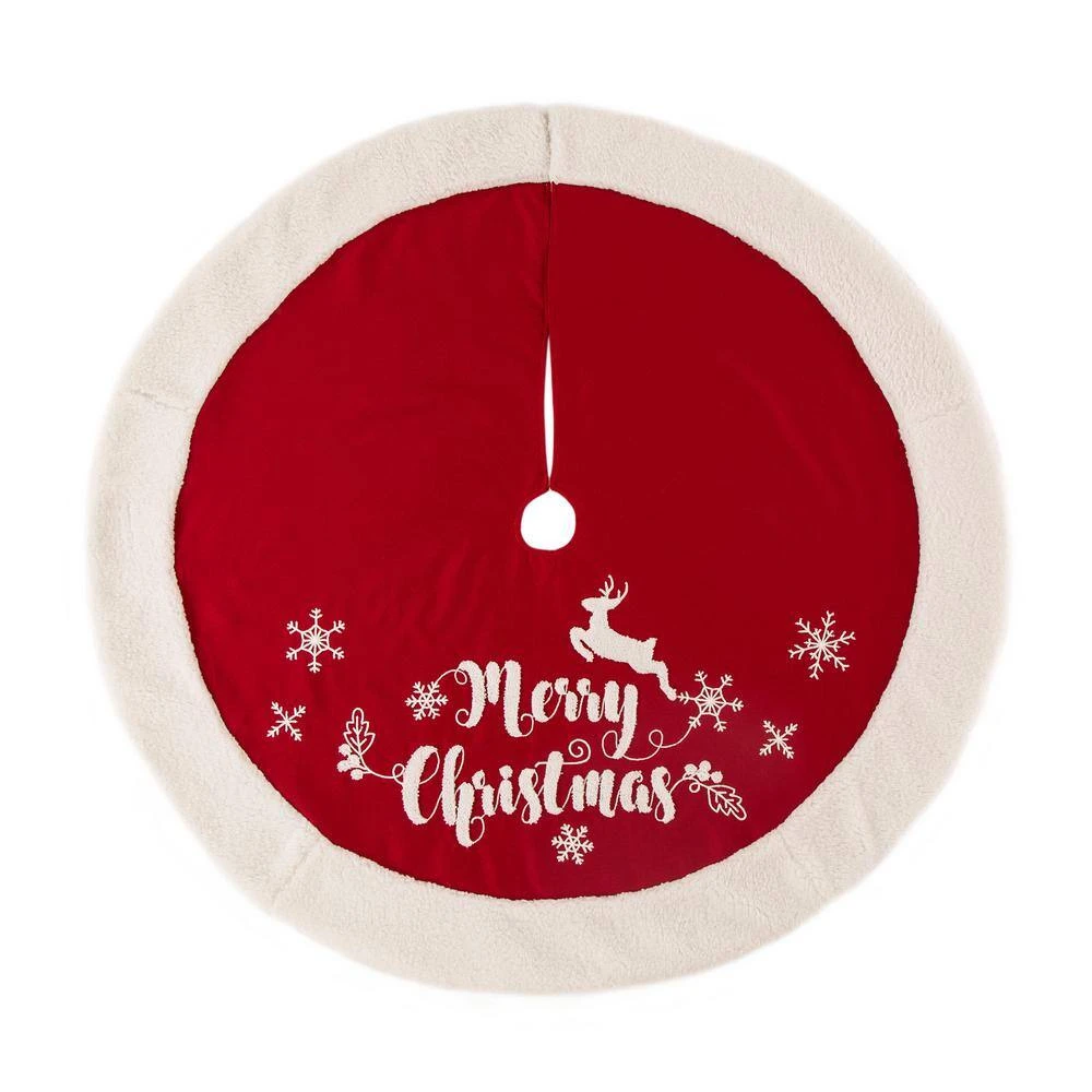 Set Of 2 Fabric Christmas Decoration (48 In. Tree Skirt And Stocking)- Merry Christmas 3 Set Of 2 Fabric Christmas Decoration (48 In. Tree Skirt And Stocking)- Merry Christmas - Image 3
