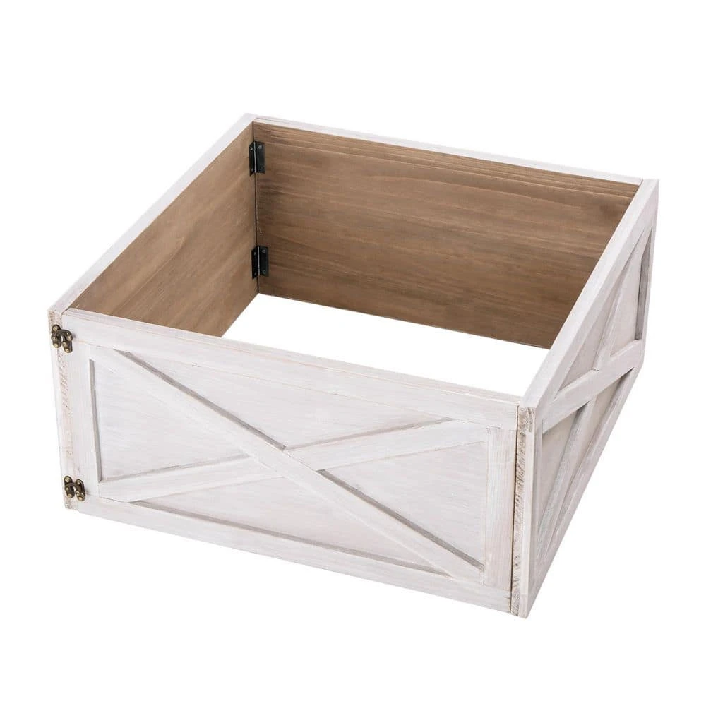 22.09 In. L Washed White Wooden Tree Collar (KD) 1 22.09 In. L Washed White Wooden Tree Collar (KD)