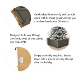 26 In. D Warm Gray Wooden Tree Collar (KD) -The Home Depot Shop glitzhome christmas tree collars 2010600033 c3 1000